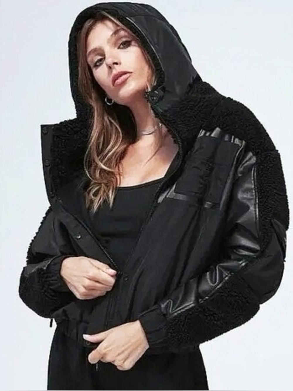 ALO Yoga Black Sherpa Utility Gear Jacket